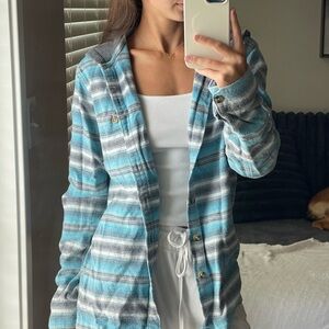 Billabong Blue and Pink Checkered Shirt